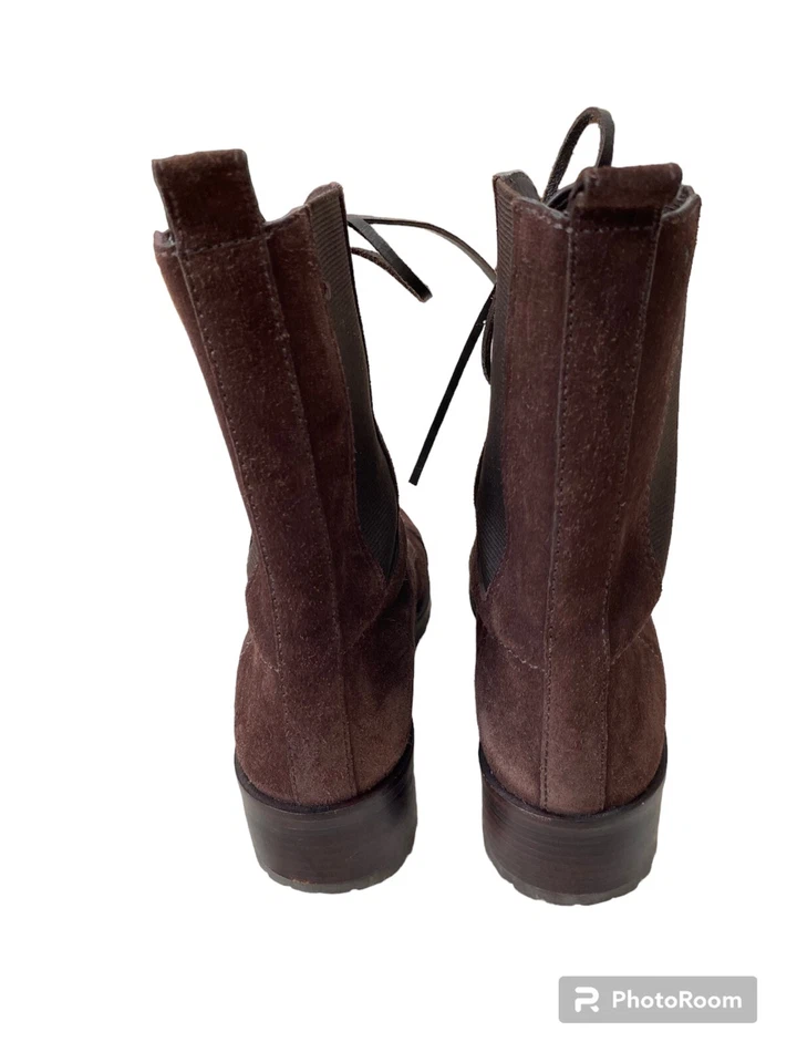 Botas de combate/con cordones de gamuza genuina para mujer Tory Burch marrón talla 7 Foto 3 de 4