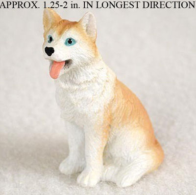 #ad Husky Mini Hand Painted Figurine Red White Blue Eyed $12.99