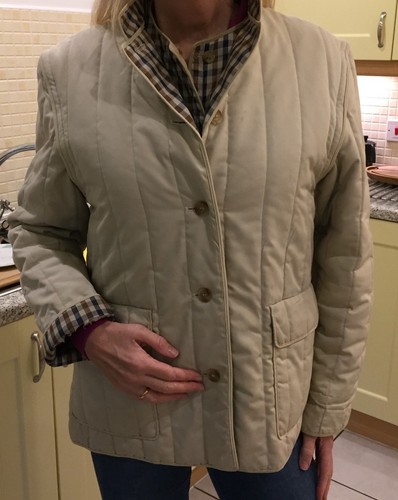 aquascutum vintage ladies light beige quilted jacket size 12