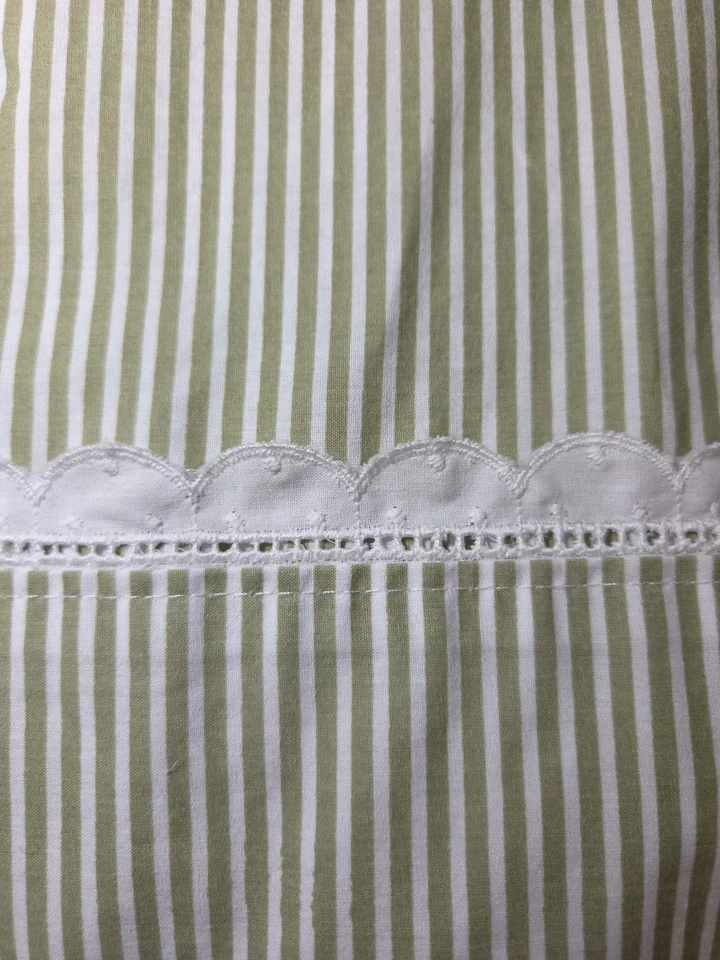 De Colección Años 90 Martha Stewart Everyday Rayas Verdes Festoneado Dobladillo Hoja Plana Doble Foto 2 de 4