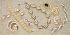 Vintage Crown Trifari Jewelry Lot Goldtone Brooches Earrings Necklace Bracelets