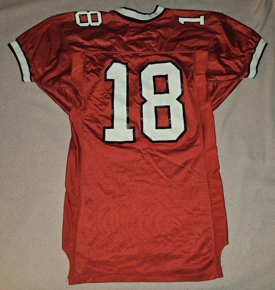 ИГРОВАЯ ПОНОШЕННАЯ подлинная футболка CORNELL BIG RED NO18 46 L Wilson 90-е ремонт - Изображение 3 из 4