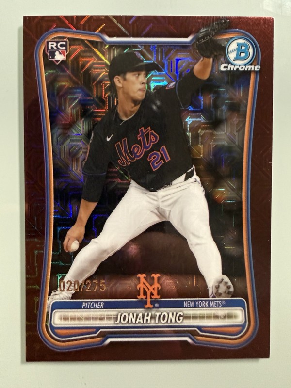 Jonah Tong Burgundy Mojo Refractor #/275 Rookie RC New York Mets