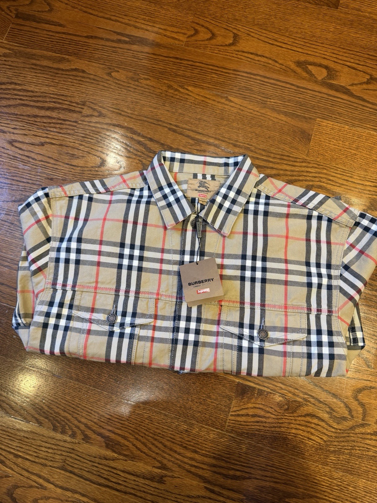Supreme X Burberry Denim Trucker Jacket - New Beige Size Large