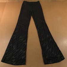 Fashion Nova Womens Size Small Black Fire Flames High Rise Flare Pant NWT