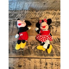 Vtg Mickey Minnie Mouse Plush Lot Classic Disney Stuffed Toys Pair