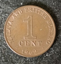 [1209] Malaya & British Borneo 1 Cent Coin dated 1962 in Bronze KM#6