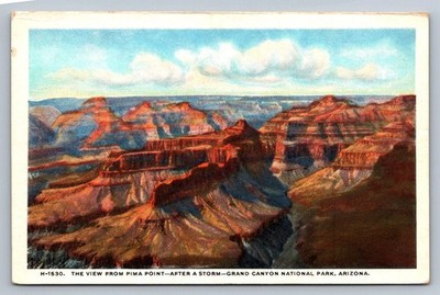 Postcard Arizona Grand Canyon View from Pima Point After Storm Fred Harvey O512