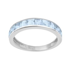 Half Eternity Band Square Aquamarine 925 Sterling Silver Women Ring