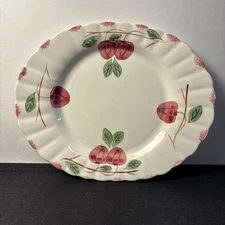 Vintage Apple Blossom Chop Plate 14" Oval Hand Painted Ceramic Serving Platter