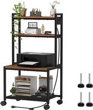 Large Printer Stand with Storage, 4 Tier Table with Wheels for Home Office, B...