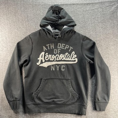 Aeropostale Hoodie Mens Medium Charcoal Ath Dept NYC 87 Thrashed Distressed