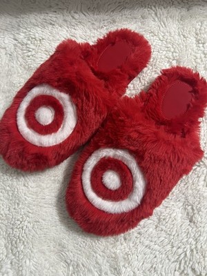 Wondershop Target Exclusive Red Bullseye Slippers  Size M, W-7/8 NWOT #122