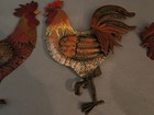 Lot Of 3 Vintage Rooster Farmhouse Country Rustic Kitchen WallDecor Pressed Tin