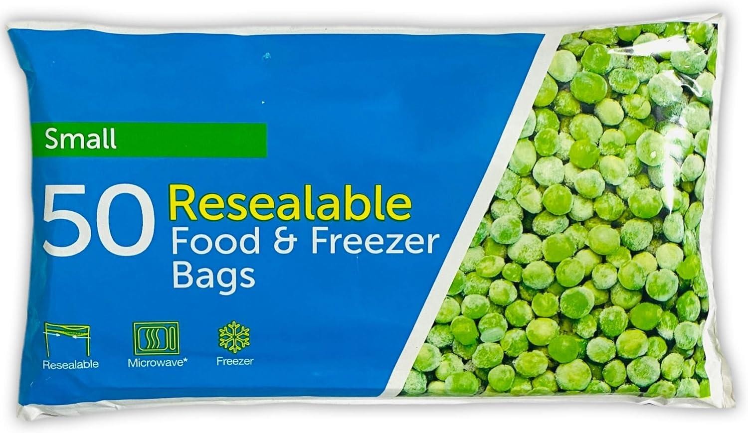 50 X Resealable food Bags Freezer bags Small 180 x 200mm Extra strong Food Bags