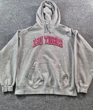LSU Tigers Embroidered Hoodie Adult Size XL Gray Sweatshirt J. America Pullover