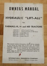 IHC Farmall H and M Series International Harvester Hydraulic Lift-All Manual