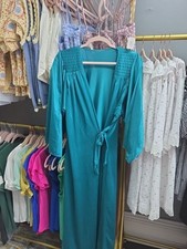 Vintage Vanity Fair Green Satin Lingerie Robe Nightgown Wrap Lounge Size L