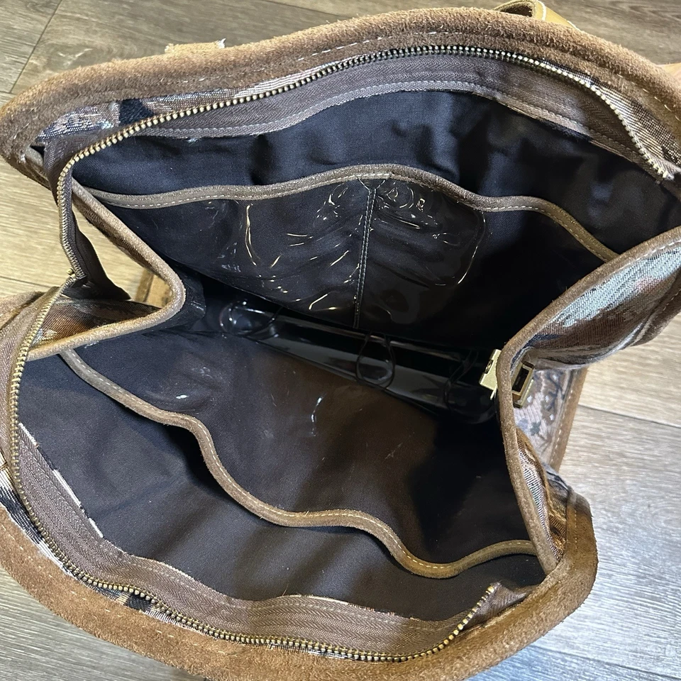 RARO DE COLECCIÓN Equipaje Francés Campo y Unicornios Gamuza Tapiz Bolso de Mano Foto 4 de 4