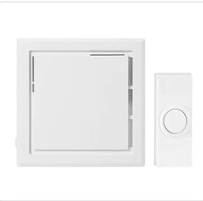 Wireless Plug-In Doorbell Kit with 1 Push Button, White