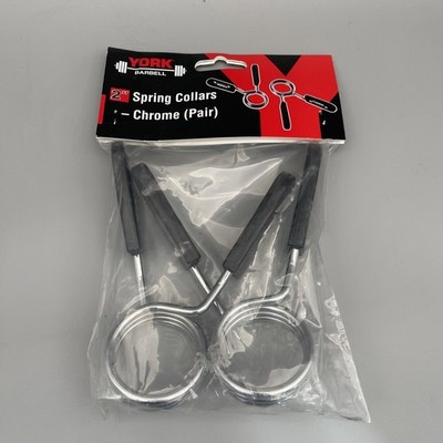 York Olympic 2 Inch Spring Collars for Weight Lifting Bars Dumbbell Barbell Pair