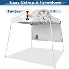 6'X6' EZ POP UP Folding Gazebo Canopy Tent Outdoor Sun shade With 1 Wall