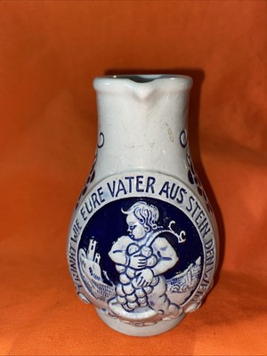 Vintage German Pottery Pitcher ''TRINKT WIE EURE VATER AUS STEIN DEN WEIN'' 0.25L,