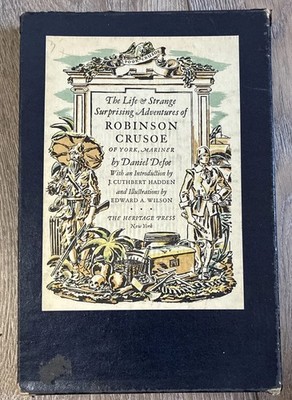 1930 Robinson Crusoe Daniel Defoe Heritage Press HC Slipcase