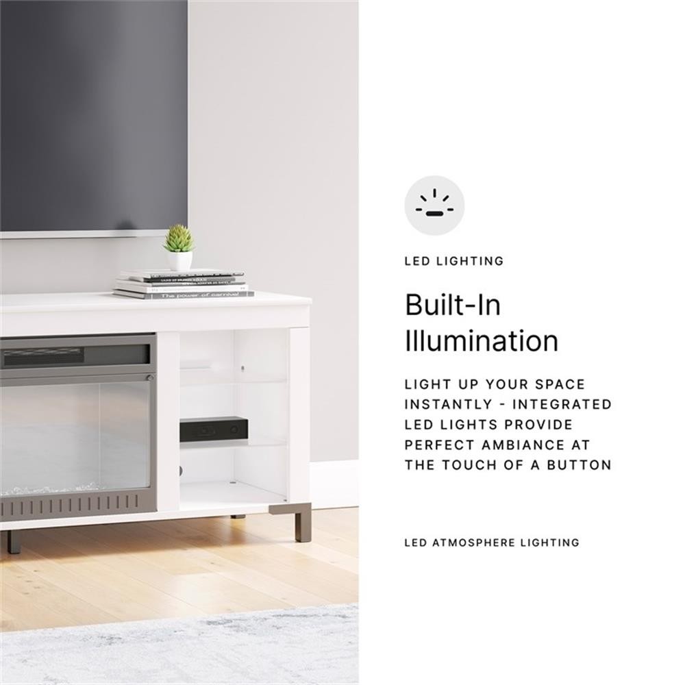 Signature Design by Ashley Brollevi White 60" TV Stand with Electric Fireplace