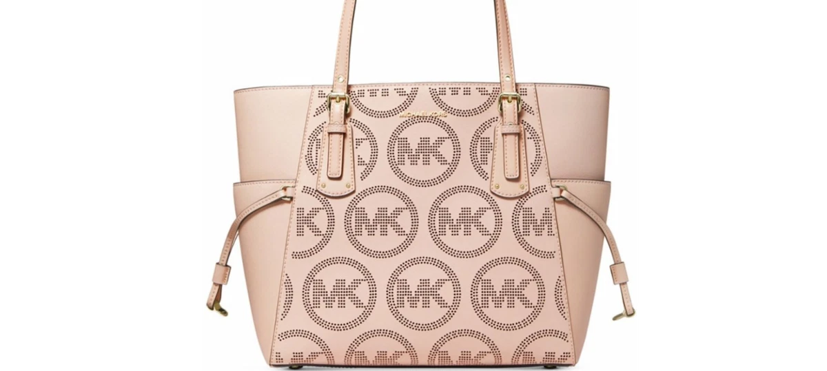 Michael Kors Voyager Large Tote Bag MK Logo Monogram Soft Pink