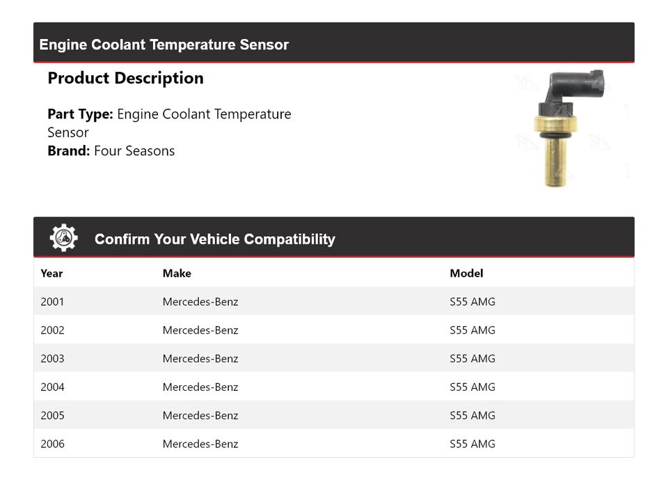 For 2001-2006 Mercedes-Benz S55 AMG Engine Coolant Temperature Sensor 4 Seasons - Image 2 of 4