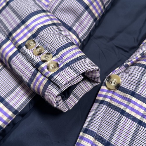 Smythe Plaid Padded Blazer Purple White Blue Tan 1 Btn Jacket Womens Small - Picture 4 of 11