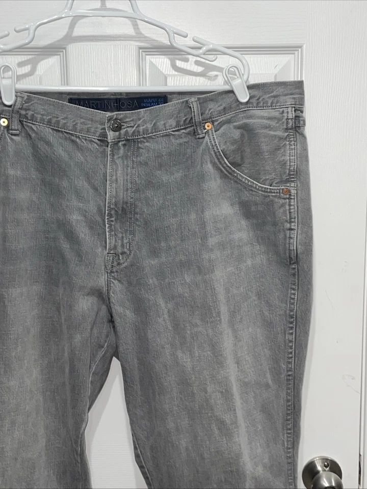 Pantalones de mezclilla Martin + OSA para hombre 44x32 gris corte bota 100 % algodón tiro alto Foto 3 de 4
