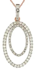 ESTATE .50CT DIAMOND 14K WHITE & ROSE GOLD DOUBLE OPEN OVAL FUN FLOATING PENDANT