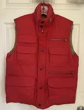 VINTAGE Adam Spencer Puffer Vest Mens Medium Red Down Fill