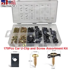170X Automotive Car Door Body Panel Clip Fasteners U Clips Nuts Assortment Kit