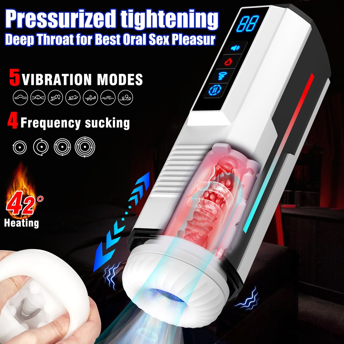 best sucking male masturbator Leten® Real Sucking Male Masturbator Strong Clip Oral Suction AV Bl