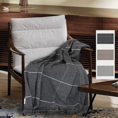 Timeless - Plaid aus Wolle & Baumwolle mit Fransen by Coccoy 130x180cm