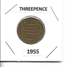 THREEPENCE  - BRASS -  ELIZABETH II -  1955