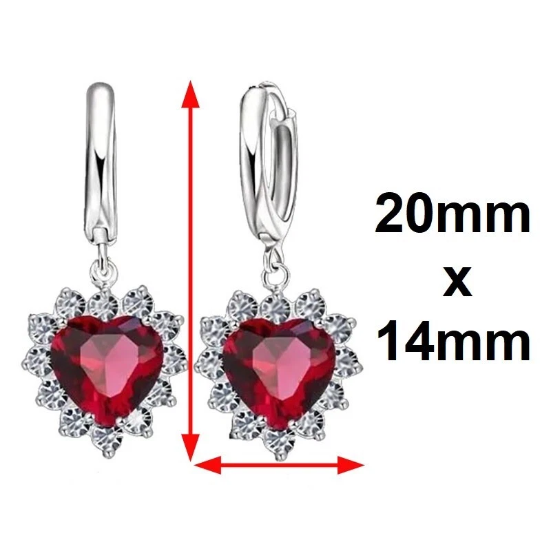 10mm NATURAL GARNET RED HEART 2.0ct 925 STERLING SILVER LEVERBACK EARRINGS D362 - Image 3 of 4