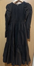 NWOT Puff Long Sleeve Crew Neck High Waist Smocked Flowy Tiered Long Dress M