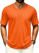 Men's Cotton Short Sleeve T Shirt Crew Neck Casual Soft Comfortable Summer Basic