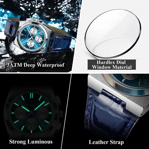 Luxus Herrenuhr Wasserdicht Leuchtend Chronograph Datum Quarz Herrenuhren Geschenk - Bild 6 von 32