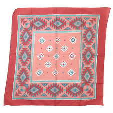 Vintage 14193 Tribal Southwestern Salmon Made in USA Scarf Bandana 21" x 21.5"