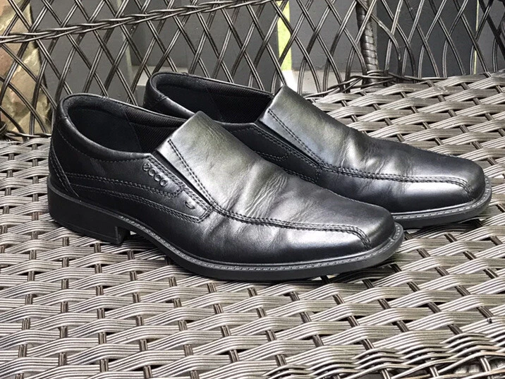 ECCO New Slip On loafers leather Black Us 9 Shoes Dress | eBay