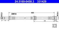 ATE 24.5169-0458.3 Bremsschlauch 460 Mm FüR BMW 3 E36 E46 1.6-3.2 09.90-12.07