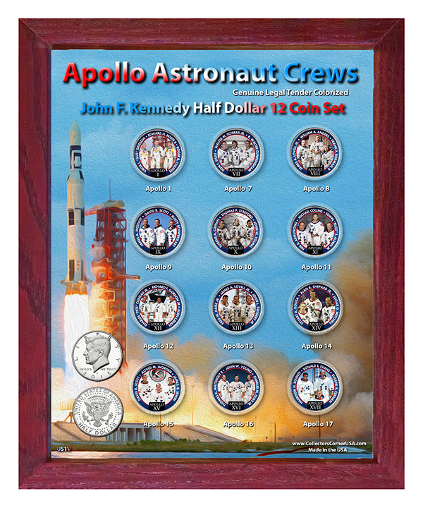 Apollo Astronaut Crews Colorized JFK Half Dollar 12 Coin Set in 8