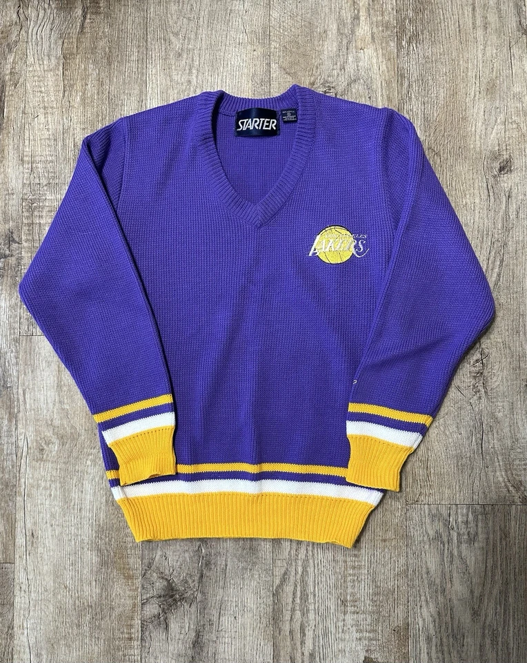 Vintage 90s Starter Los Angeles Lakers Acrylic Knitted Sweater Size Small - Image 2 of 4