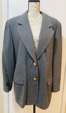 LIZSPORT Blazer Charcoal Grey Notch Lapel Wool Vintage 90's Lined 14