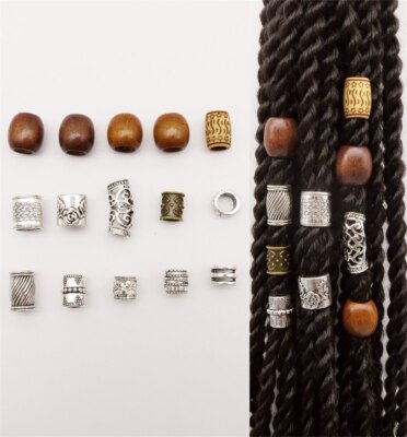 15Pcs/Pack Mix Wooden Metal Beads For Medium Locs